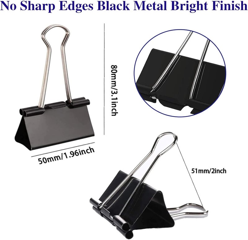 Aellabus Large Binder Clips 2 Inch (72 Pack), Extra Large Binder Clips Big Paper Clamps Giant Clips for Office and Home Supplies, Black - Image 2